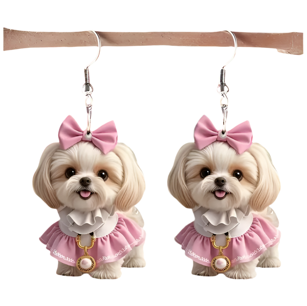Aretes acrilico  perro Pekingese