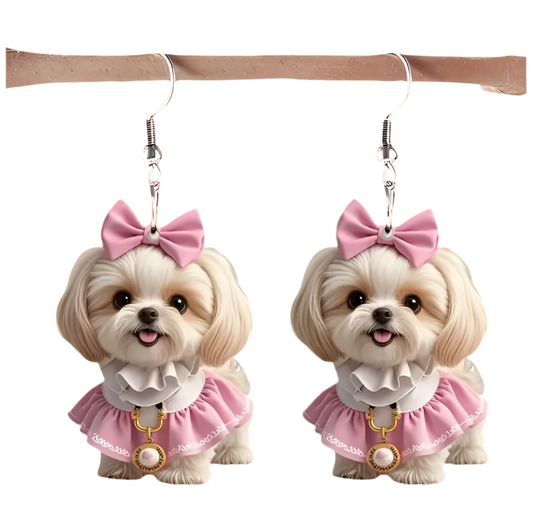 Aretes acrilico  perro Pekingese