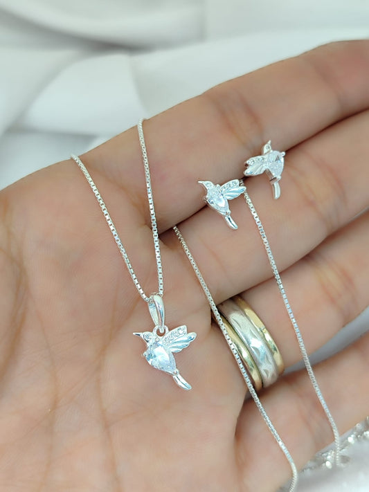 Set de cadena y aretes Alma de Colibrí