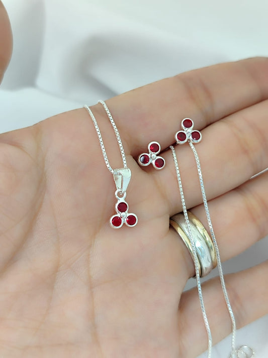 Set cadena y aretes Trébol de la Suerte - Ruby Love